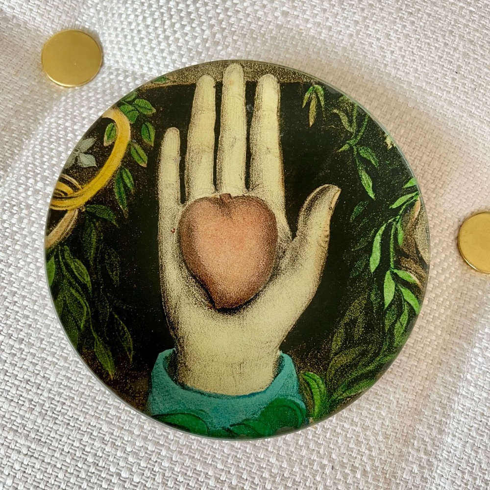 John Derian Studio Heart In Hand Decoupage Round Tray